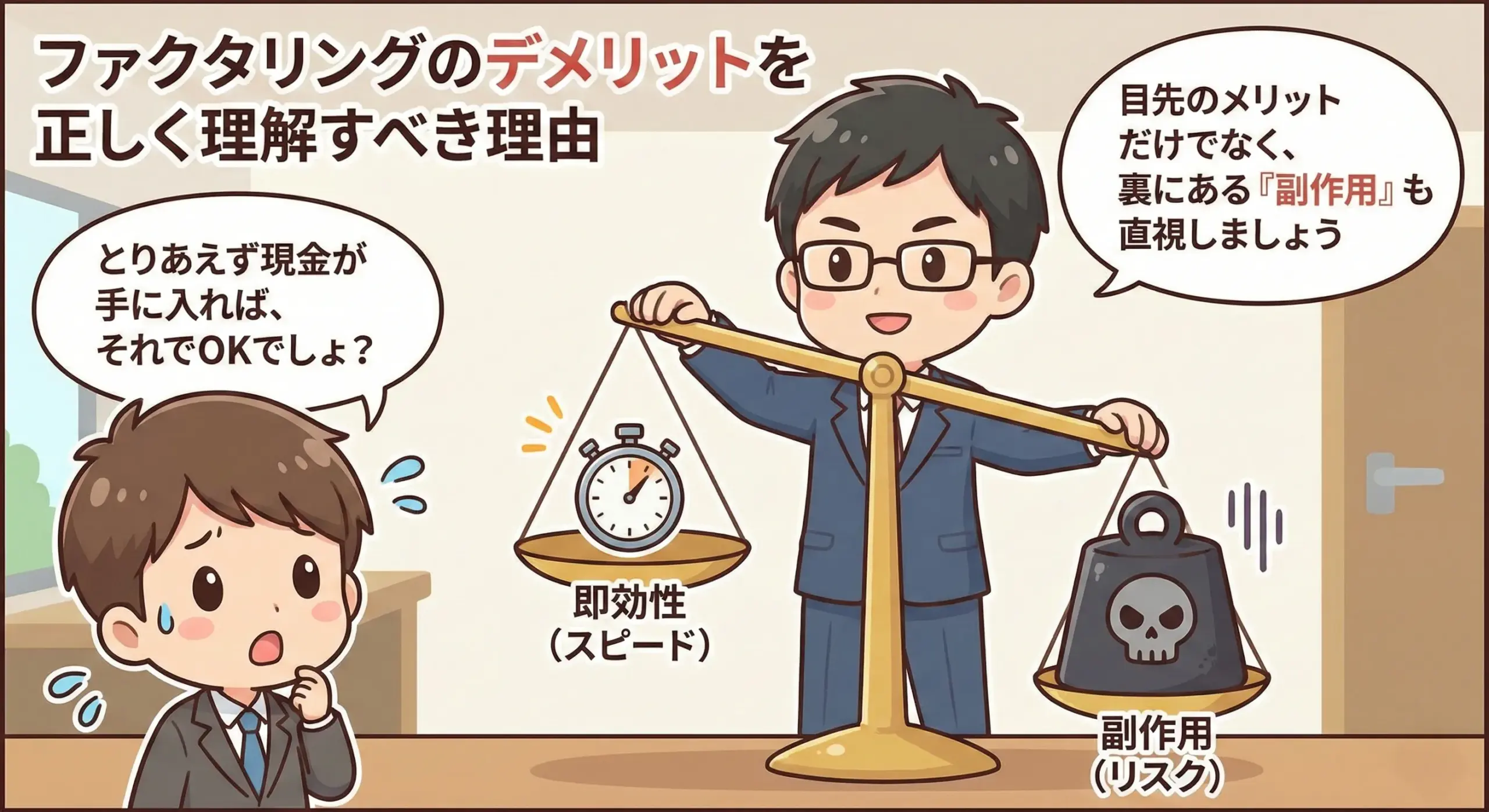 ファクタリングのメリットだけで判断せずデメリットも整理する経営者