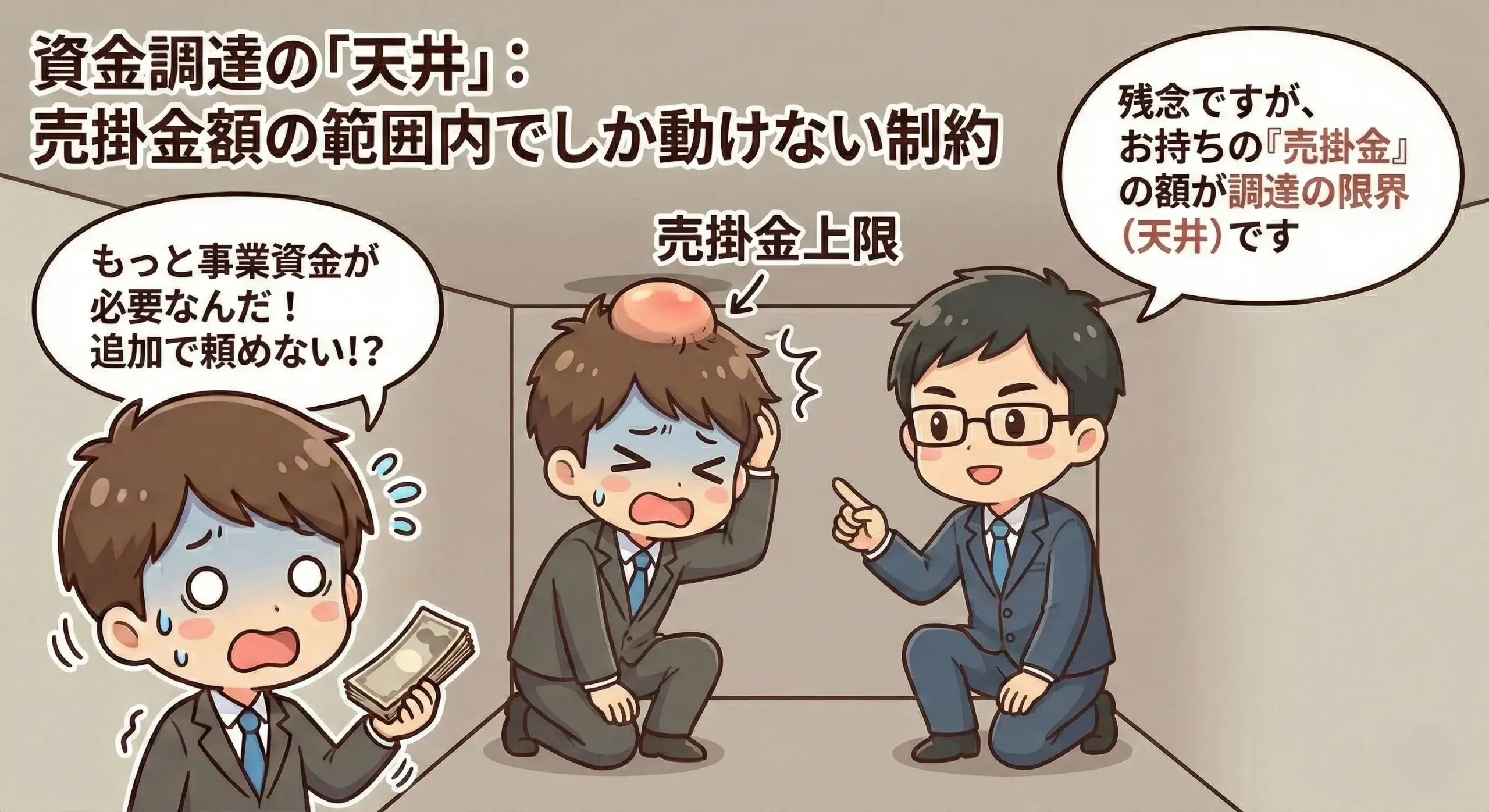 売掛金の範囲内しか資金調達できない制約を資金繰り表で確認する経営者