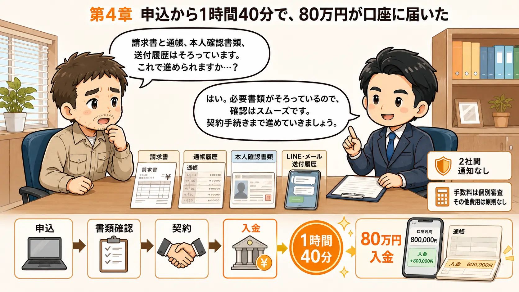 第4章:申込から1時間40分で、80万円が口座に届いた